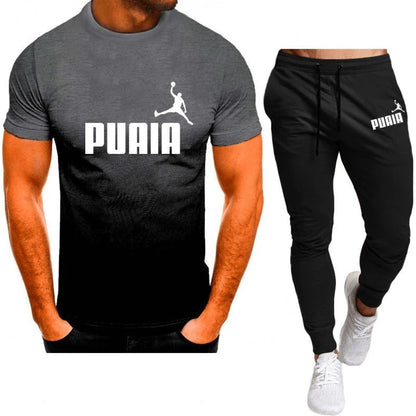 2023summer Hot Men's T-shirt + Pants Suit Men's Sports Suit Brand Logo Printing Casual Fashion Cotton Short Sleeves T-shirt Sets
