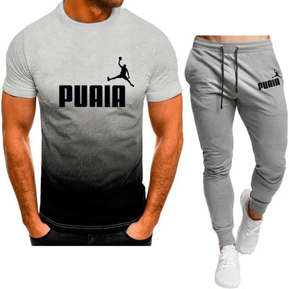 2023summer Hot Men's T-shirt + Pants Suit Men's Sports Suit Brand Logo Printing Casual Fashion Cotton Short Sleeves T-shirt Sets