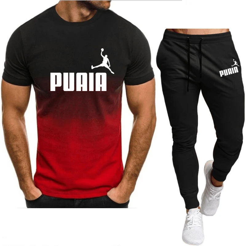 2023summer Hot Men's T-shirt + Pants Suit Men's Sports Suit Brand Logo Printing Casual Fashion Cotton Short Sleeves T-shirt Sets