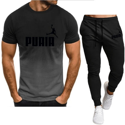 2023summer Hot Men's T-shirt + Pants Suit Men's Sports Suit Brand Logo Printing Casual Fashion Cotton Short Sleeves T-shirt Sets