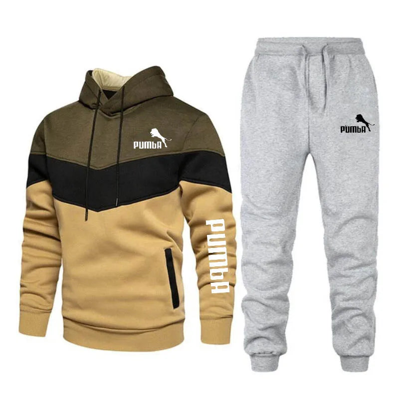 2023 New Men's Autumn Winter Sets Zipper Hoodie+pants Pieces Casual Tracksuit Male Sportswear Brand Clothing Sweat Suit