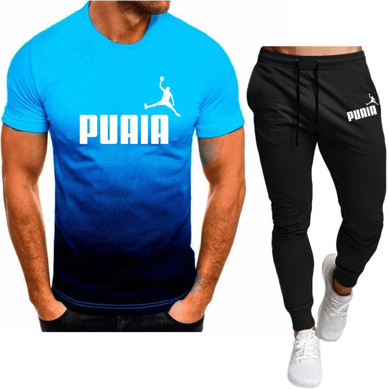 2023summer Hot Men's T-shirt + Pants Suit Men's Sports Suit Brand Logo Printing Casual Fashion Cotton Short Sleeves T-shirt Sets
