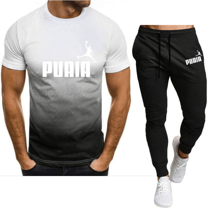 2023summer Hot Men's T-shirt + Pants Suit Men's Sports Suit Brand Logo Printing Casual Fashion Cotton Short Sleeves T-shirt Sets