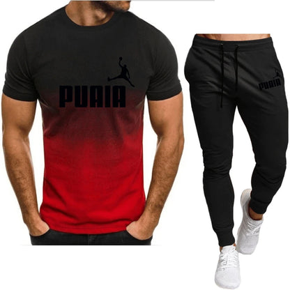 2023summer Hot Men's T-shirt + Pants Suit Men's Sports Suit Brand Logo Printing Casual Fashion Cotton Short Sleeves T-shirt Sets