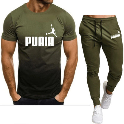 2023summer Hot Men's T-shirt + Pants Suit Men's Sports Suit Brand Logo Printing Casual Fashion Cotton Short Sleeves T-shirt Sets
