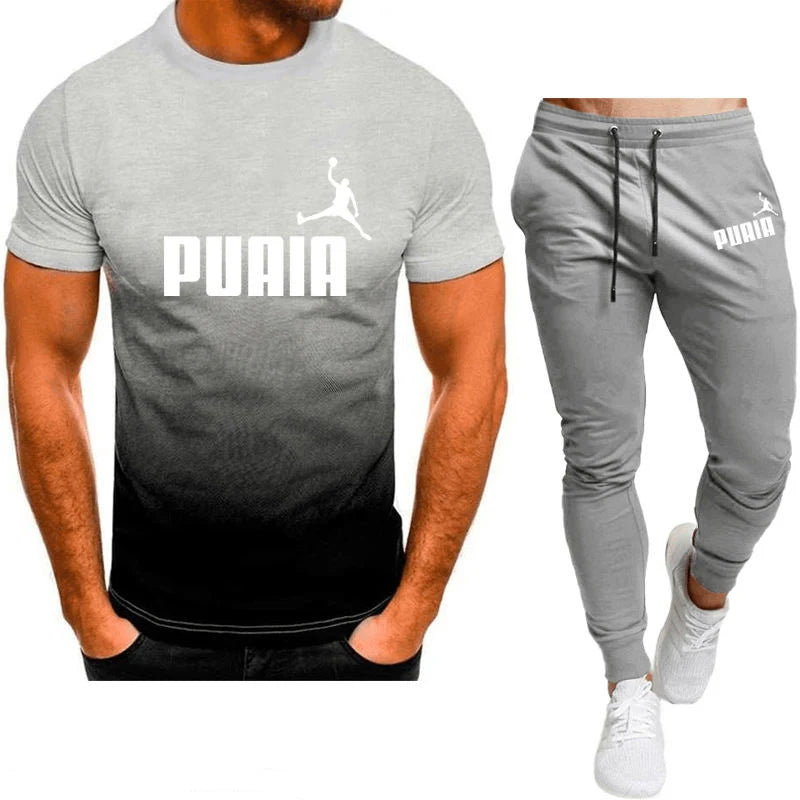 2023summer Hot Men's T-shirt + Pants Suit Men's Sports Suit Brand Logo Printing Casual Fashion Cotton Short Sleeves T-shirt Sets